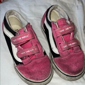 Vans Pink and Black Sneakers with Velcro Straps